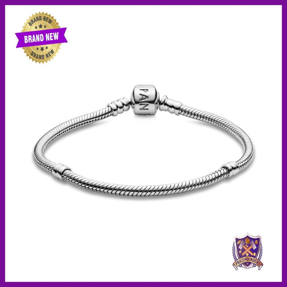 Sterling Silver Snake Chain Charm Bracelet, 8.3 Inches